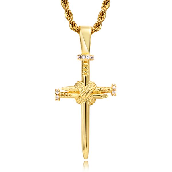 Bling T Zircon Personality Cross Pendants Ожерелье Платиновое покрытие мужчин Женщины любить дар религиозные украшения