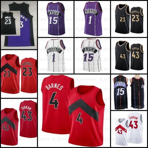 Vince 15 Carter Pascal Siakam Basketballtrikot 2023 Neu 15 43 Tracy McGrady Marcus Camby Clear 23 Fred VanVleet