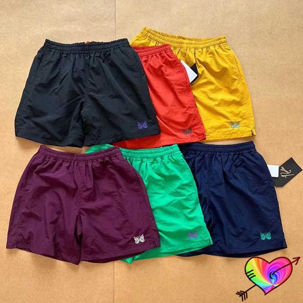 Shorts masculinos 2022 Multicolor Nylon Agulhas Shorts Homens Mulheres Bordado Borboleta 1 1 Agulhas de Alta Qualidade Shorts Soltos Malha AWGE Calças T230302