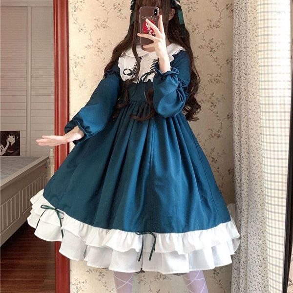 Casual Kleider Gothic Lolita Kleid Viktorianischen Mittelalterlichen Frauen Prinzessin Mädchen Cosplay Kostüm Harajuku Weibliche Japanische T50