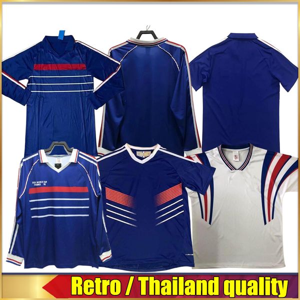 Langarm 1984 1998 HENRY ZIDANE Fußballtrikots Neueste Weltmeisterschaft Retro Guivarch Fußballtrikot DJORKAEFF TREZEGUET DESCHAMPS Maillot De