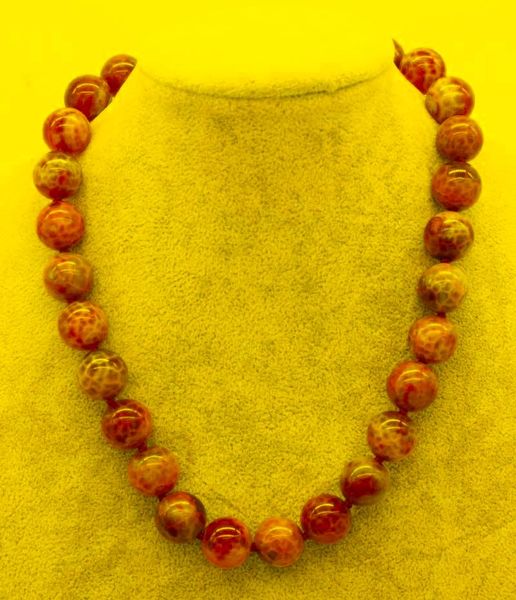 Ketten Roter Feuerachat rund 14 mm Halskette 18 Zoll Großhandel Perlen Natur FPPJ Frau 2023 Ketten