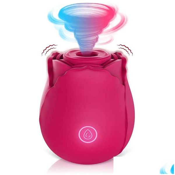 Andere Gesundheits Schönheit Gegenstände Rose Form Vagina Sauger Vibratoren Brustwarzen -Sauger Oral Licking Clitoris Stimation Spielzeug für weibliche Drop de dh6ln