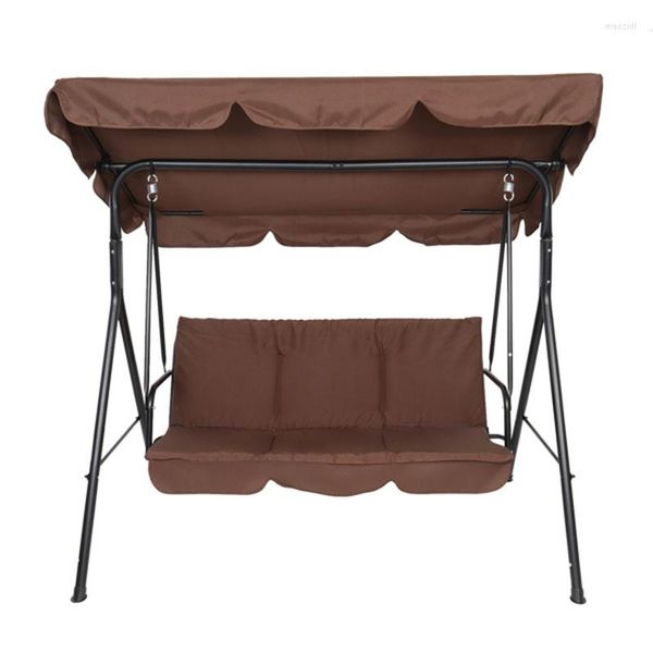 Camp Furniture 110 153 cm brauner Outdoor-Schaukelstuhl mit Baldachin, höhenverstellbare Kette, geeignet für Innenhof, Garten, Pool, PatioCamp