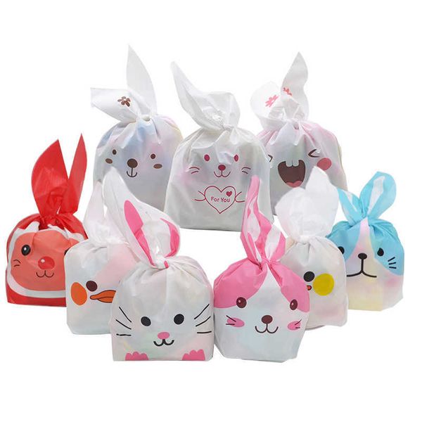 Confezione regalo 25pcs Cute Bunny Cookies Bags Candy Food Biscuit Packaging Soft Bag Candy Gift Bags Compleanno Baby Shower Favori per feste Y2303