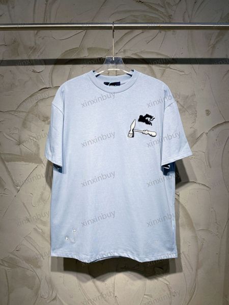 xinxinbuy T-shirt da uomo firmata 23ss Multi-strumenti ricamo martello manica corta in cotone da donna Nero blu Bianco Khaki XS-2XL