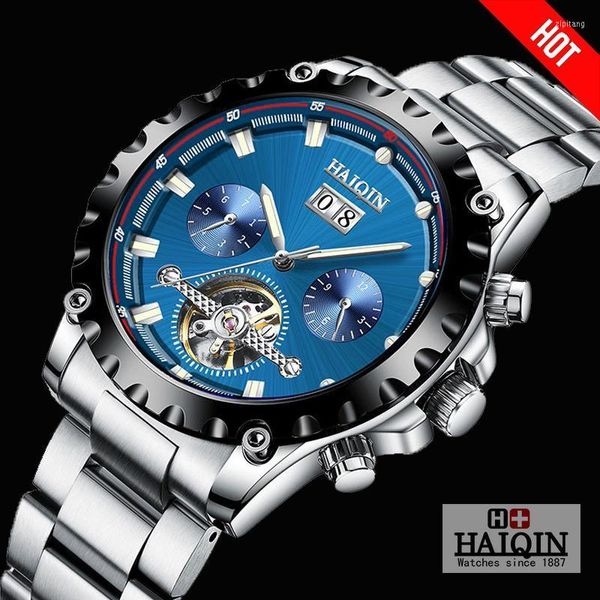 Нарученные часы Haiqin Watch Mens 2023 Top Men Mechanical Automatic Sport Watch для военных турбиллинских часов