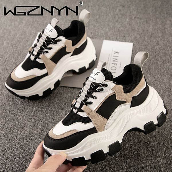 Vestido Brand Women Women Chunky Sneakys Vulcanize Sapatos Coreanos Moda Coreana Plataforma Branca Branca Casual Casual Sole Sneaker 230302