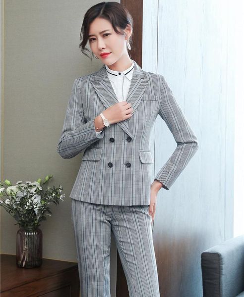 Kadınlar Suits Blazers Resmi Üniformalar Pantolonlar Sonbahar ve Kış İş İş Giyim Ceketli Kadın Pantolon Pantolon Setleri