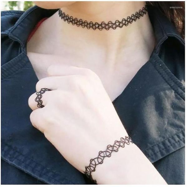 Choker Kurze Halskette Damen Elastic Fishline Retro Tattoo Halskette Kragen Schlüsselbein