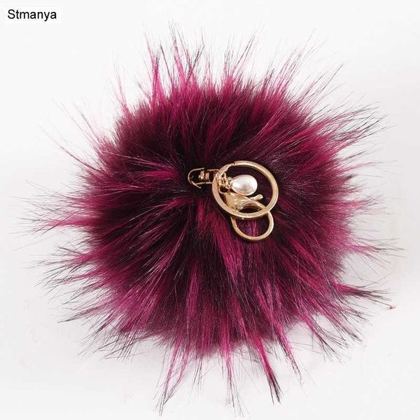 Schlüsselanhänger Kunstpelz Pom Pom Ball Schlüsselanhänger Nachahmung Waschbärpelz Anhänger Schlüsselbund Mode Auto Schlüsselanhänger Schöne Tasche Charms Zubehör K1674 R230301