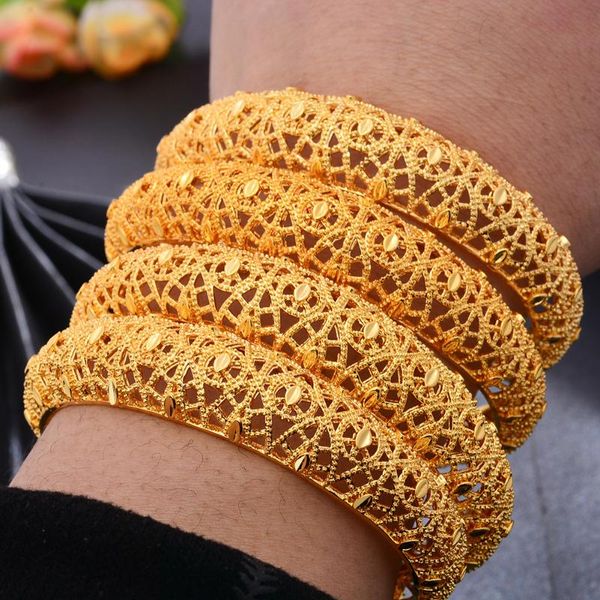 Bangle Dubai African Fashion Wedding Golden Bracelet Jewellery Bangles Africa for Women Flower Bijoux femme