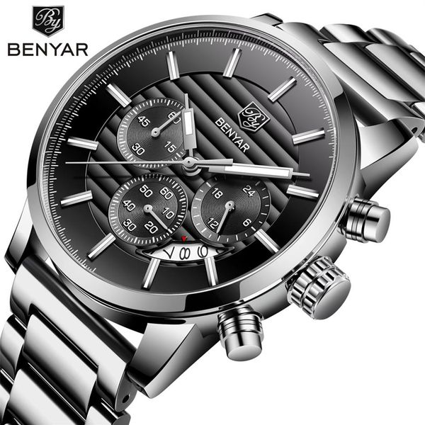 RELOJ HOMBRE 2017 Benyar Fashion Chronograph Sport Mens Watches Top Brand Luxury Military Quartz Orologio Orologio Relogio Masculino337T