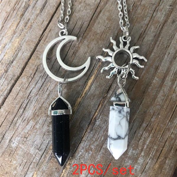 Collane con ciondolo 2 pezzi/set Collana di cristallo Sole e luna Gioielli strega curativa del buon amico Regalo di San Valentino