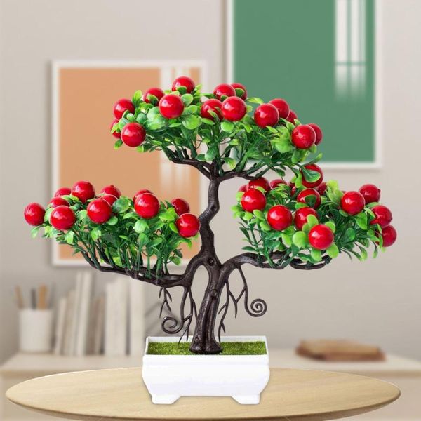 Fiori decorativi Piante artificiali Bonsai Piccolo albero da frutto Simulazione in vaso Decor Ornamenti Verde Decorazioni per la casa Pasqua