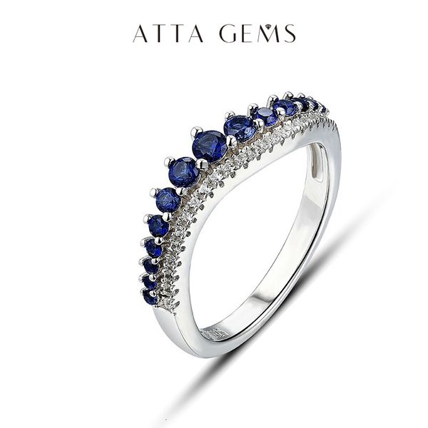 Anéis de casamento Blue Sapphire Sterling Silver Rings for Women Wedding noivado Jóias S925 Criado Sapphire Round Cut Jewelry 230302