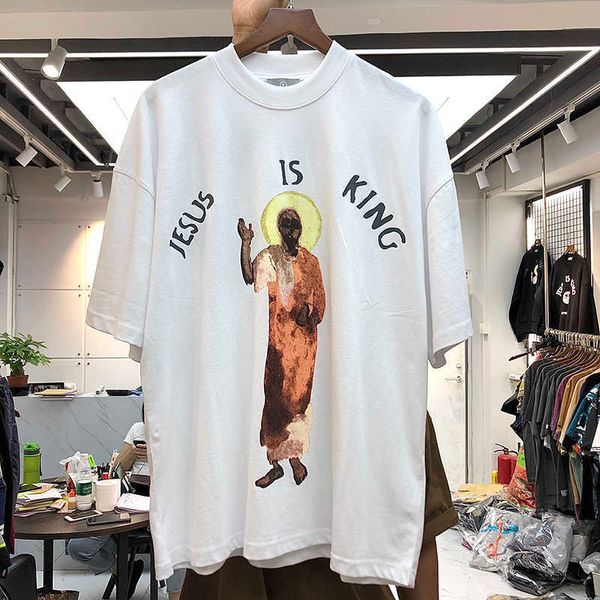 Homens camisetas Jesus é rei t-shirt t-shirts de alta qualidade retrato de jesus impressão jesus é rei t-shirt oversize hip hop top t230302