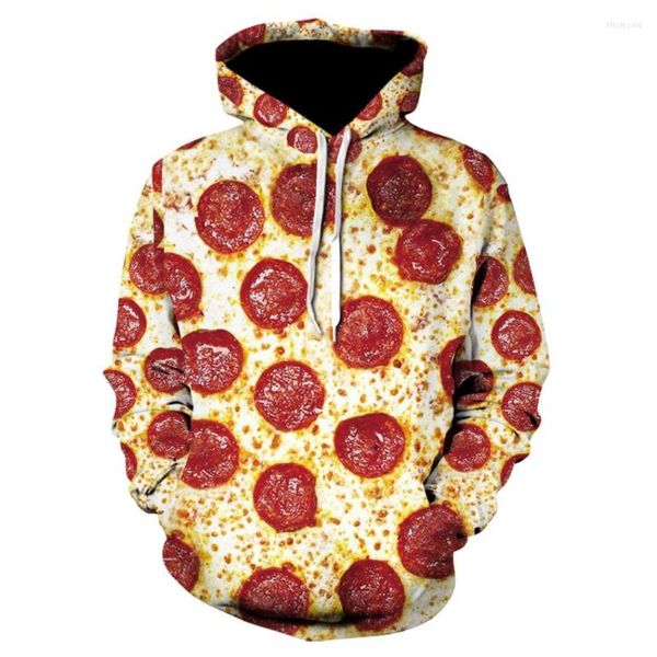 Felpe con cappuccio da uomo Felpa 3D unisex Harajuku Fashion Casual Cheese Salsiccia Pizza Felpa con cappuccio Pullover Graphic