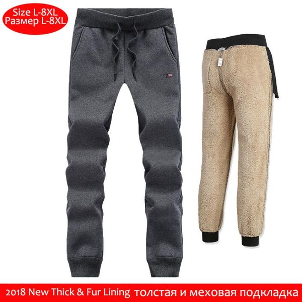 Erkekler Pantolon Yihuahoo Kış Erkekler 6xl 7xl 8xl Sıradan Kalın Kürk Astar Sıcak eşofmanlar Polar Elastik Pantolon Hoodie Track Pys-865