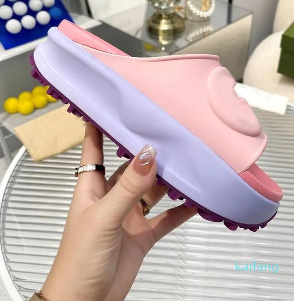 2023 sandali firmati per le donne signore ragazze moda lusso morbido sandalo triplo nero bianco carino rosa femminile scivolo grosso piattaforma suola diapositive scarpe TwoG 01