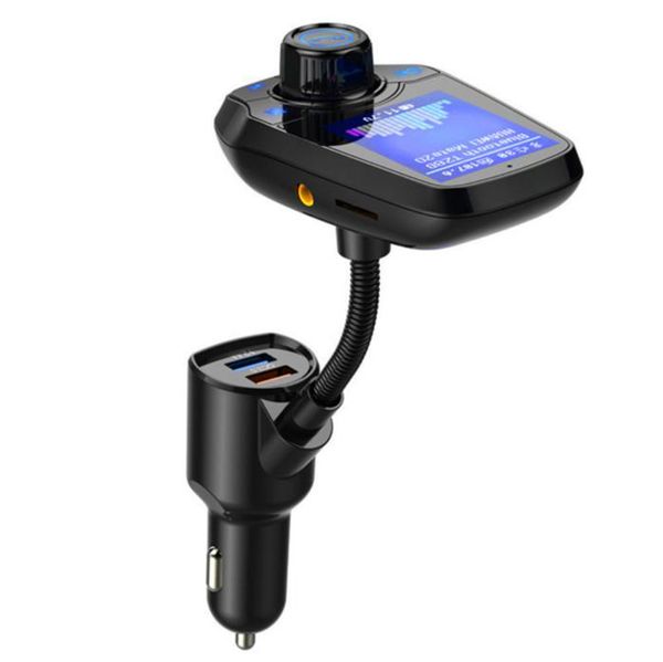 Bluetooth celular transmissor FM kit adaptador de rádio sem fio display mãos-livres chamada AUX in/out cartão SD/TF carregador USB QC3.0 reprodutores de áudio kit para carro T26D