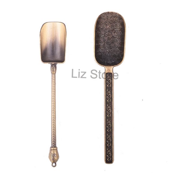 Solas de chá de estilo chinês folhas de chá de cobre Scoop molho de mel SUGER colher café bolos de café lindamente esculpido Acessórios de utensílios de chá TH0657