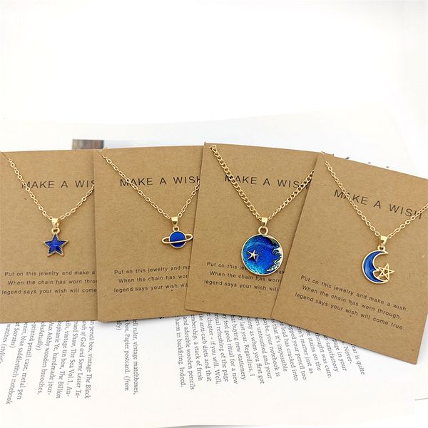 Креативное звездное небо ключило цепочка подвесное ожерелье корейская версия Dream Planet Star Moon Direwlace подарки с золотой карточкой