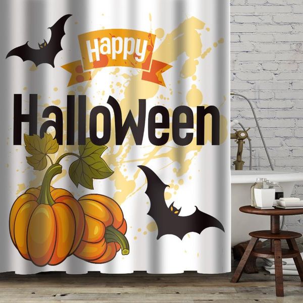 Tende da doccia Halloween Terreno da bagno Pumpkin Bat Carone Waterproproof Polyester Wilet decorativo con ganci