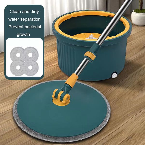 Mops 360 Spinning Mop e secchio Round Spin Mop per lavare pavimenti bagnati e asciutti Mop mocio auto-spremitore per la casa 230302