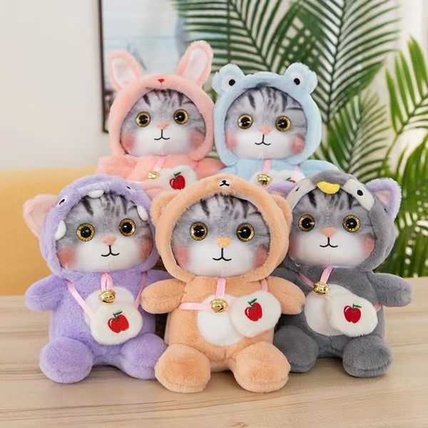 Cute Cure Tie Cat Doll Turn Cat Peluche 25 cm Grab Machine Doll Attività Regali per bambini