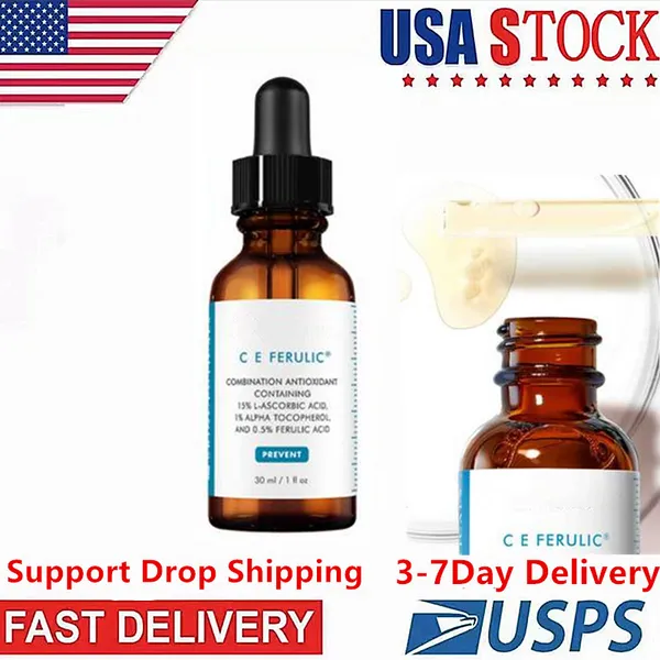 C E FERULIC essence Gold skin makeup primer by Dropper glass bottle 30ml face cream USA 3-7 Business Days Fast Delivery