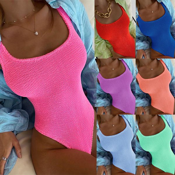 Roupa de banho feminina 2023 maiô sexy com nervuras de uma peça feminina body feminino tanga monokini maiô nadar verão roupa de praia