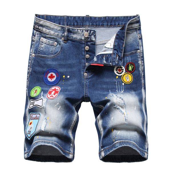 TR APSTAR DSQ kurze Herrenjeans Hip Hop Rock Moto Herren Design Ripped Distressed Denim Biker DSQ sommerblaue Jeans kurz 1126