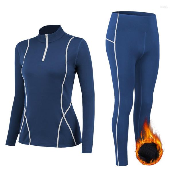 Set da corsa Intimo termico invernale Stretch Plus Velluto Abbigliamento da donna Intimo caldo Stampa Long Johns Pigiama solido da donna XXL