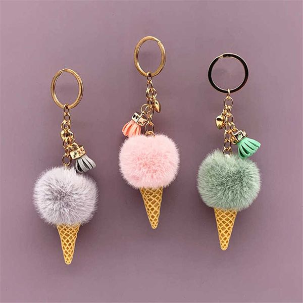 Portachiavi Ciondolo gelato Rign Portachiavi simpatico cartone animato Portachiavi borse peluche appendere cono portachiavi auto areata regalo creativo K3164 Ice cr R230301