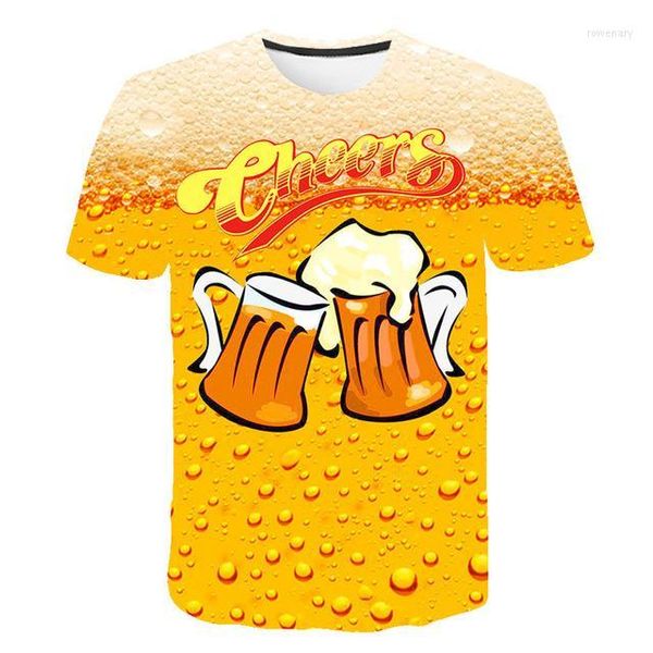 Мужские рубашки T 2023 Тенденции футболка для мужчин летняя мужская одежда оптовая модная пива с коротким рукавом график
