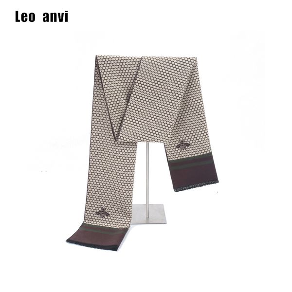 Шарфы Leo Anvi Luxury Brand Scarf Men Men Fashion Winter Теплый бизнес соты для пчелиной кисточки Кашемировые шарфы Классические пледы Bufanda 230302