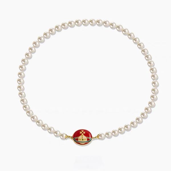 Collane di perle di lusso braccialetto di perline collana con ciondolo diamanti Gioielli firmati placcati in oro Clavicola Catena di madreperla per donna