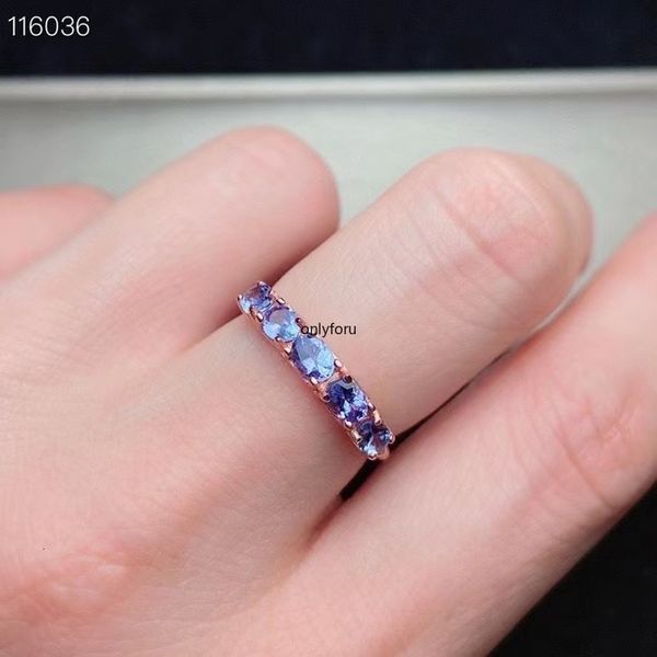 Anéis de casamento elegante requintado de quatro azuis naturais anel de tanzanite S925 Silver Natural Gemstone Ring Festy Freates Fine Jewelry 230302