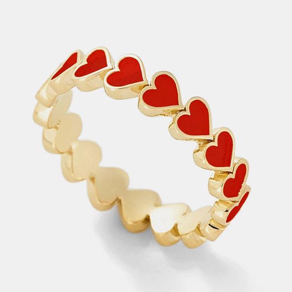 Ringos de cluster moda simples 7 cores em forma de coração anel de gota anel de gotas encantadoras femininas colorido de metal de metal romântico dia dos namorados