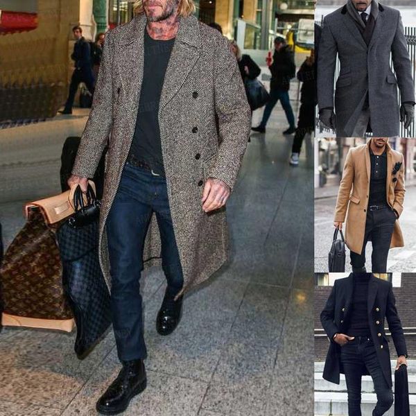 Abiti da uomo Blazer Giacca di tweed grigia da uomo Personalizzata Autunno inverno Slim Fit Cappotto a spina di pesce doppio petto Marca Casual Blazer nero per