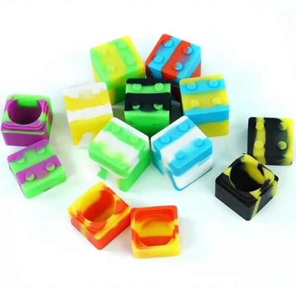 Scatole di giocattolo di decompressione da 9 ml a forma di blocco barattoli di silicone contenitori di cera antiaderente supporto per utensile per utensili per fumare