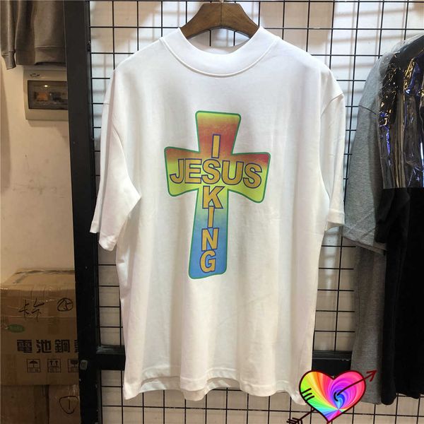 Camisetas masculinas Jesus é rei camiseta homens homens Multicolor cruz cross jesus é king tee domingo serviço tops hip hop manga curta t230302