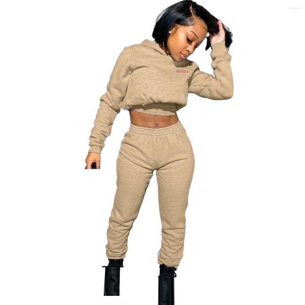 Damen Zweiteilige Hosen Streetwear Brief Drucken Sweatsuits Für Frauen Trainingsanzug Jogginghose Und Hoodie Set 2023 Gelb Orange Schwarz Sets