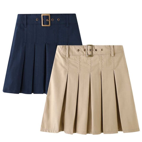 SKIRTS GIRLS GIRS uniformes uniformes scooter saias primavera verão de volta à escola saia curta para estudante khaki marinho azul plissado de planta baixa t230301