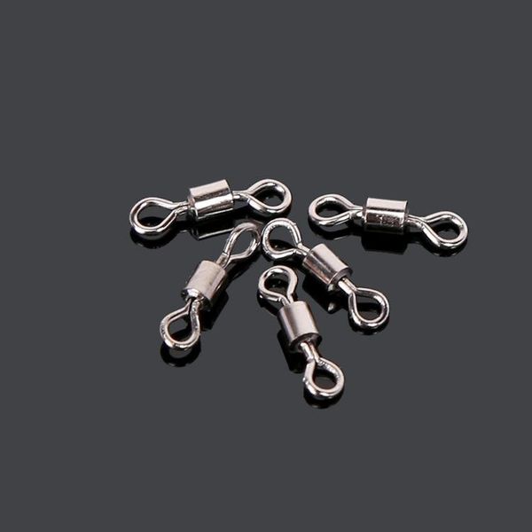 100pcs cano de pesca rolando rolamento rolamento anel sólido lb iscas do conector 9 Tamanho Swivels Tackle Acessórios Ganchos de ferramentas de peixe