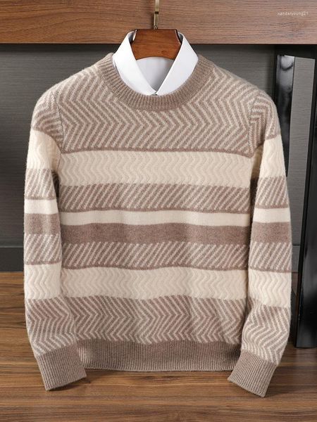 Maglioni da uomo Zocept Moda Pullover a righe grandi Autunno Inverno Spessore morbido caldo maglione di lana merino Abbigliamento uomo Top in cashmere lavorato a maglia