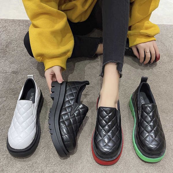 Elbise Ayakkabı Rhombic Ekose Pompalar Kadın Slip-On Loafer Casual Platform Ayakkabıları Kadın Boyutu 43 Siyah Ayakkabı Moda Işık Tembel Düz Ayakkabılar L230302