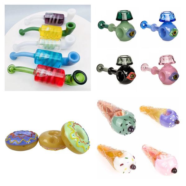 Vintage Ice Cream Glass Smoking Pipe Hookah Bong Factory Direct Sale pode colocar o logotipo do cliente pela DHL UPS CNE