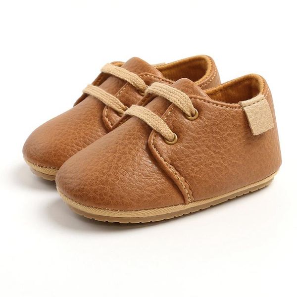 Первые детские туфли для пешеходов рождены мальчики, девочки, анти скользкие дети, малыши, зашнутные шнурки, кожаные мягкие подошвы. 0-18 месяцев